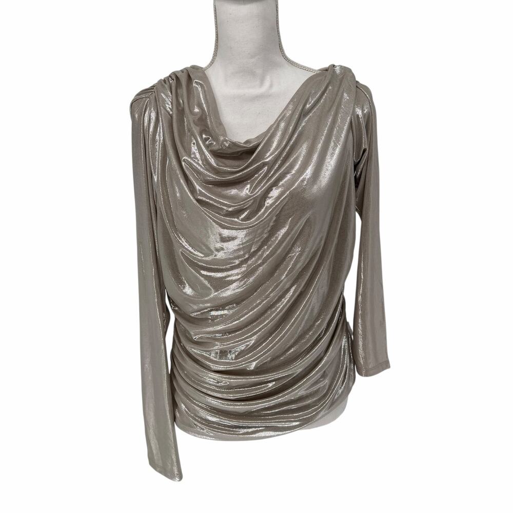 NEW Abercrombie & Fitch Beige Metallic Long Sleeve Blouse XL